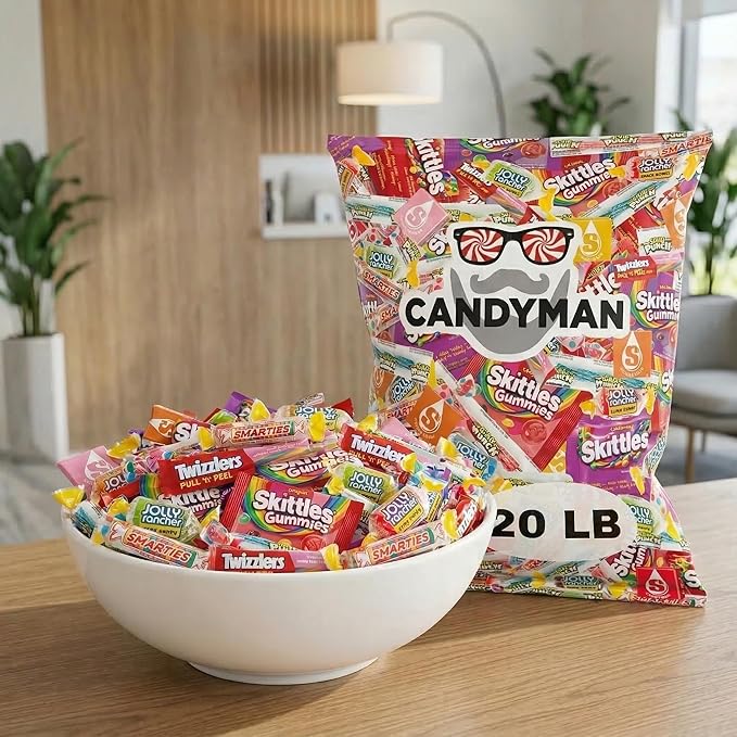 CANDYMAN Assorted Candy Variety Pack 20lbs, Easter Candy Bulk Individually Wrapped, Party Favors Goodie Bags, Pinata Stuffers, Birthday Parties