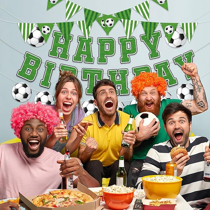 Soccer Happy Birthday Banner Soccers Sports Paper Garland Soccer Pennant Bunting Flag Decor Soccers Happy Birthday Party Decorations for Kids Boys and Girls Sports Football Birthdays Party Supplies