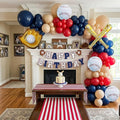 Baseball Birthday Party Decorations Navy Blue Red Nude Balloon Arch With Baseball Bat & Glove Balloons and Happy Birthday Banner For Sports Rookie year 1st birthday Baby Shower Supplies Decoration