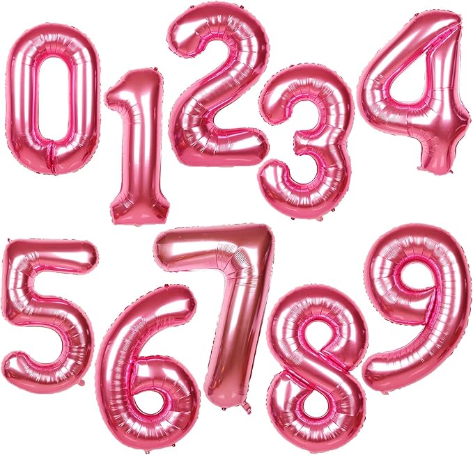 40 Inch Giant Hot Pink Number Balloon, Mylar Foil Helium Hot Pink Balloons for Birthday Party, Number 5 Balloon for Birthday Decorations, Hot Pink 5 Birthday Balloon