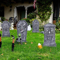 4 Pcs 16.2" Halloween Tombstones Yard Signs Decoration, Plastic Gravestones RIP Grave Decor with 8 Stakes for Grave, Outdoor Garden, Party Decor(Without Lights)
