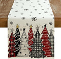 GEEORY Christmas Table Runner 13x72 Inch, Xmas Tees Snowflakes Holiday Decorative Farmhouse Table Decoration for Kitchen Dinning, Indoor Outdoor Dinner Party Decor ((Red & Black) GT165-72