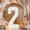 Pooqla 2.4FT Light Up Numbers, Marquee Numbers 2.4 Feet Tall Party Decor for Her Him, Mosaic Big Sign for 2nd 12th 21st Birthday Anniversary Decoration Backdrop, Large Pre-Cut Frame Number 2