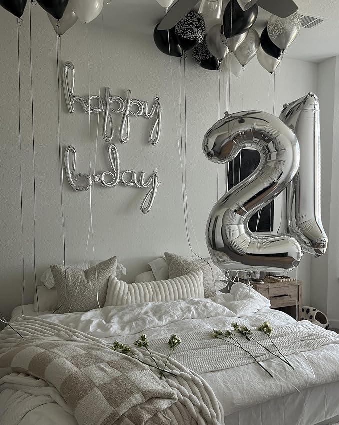 50 Balloon Number, Silver Number 50th Birthday Balloons 40 Inch, 50 Years Old Silver Birthday Decorations for Men Women, 50th Anniversary Decorations