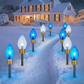 Brightown Strawberry Jumbo C9 Christmas Pathway Lights Outdoor -2 Pack Total 17 Feet 10 LED Jumbo C9 Walkway Lights, Christmas Light Outdoor Decorations for Lawn Outside Holiday, Blue & Pure White