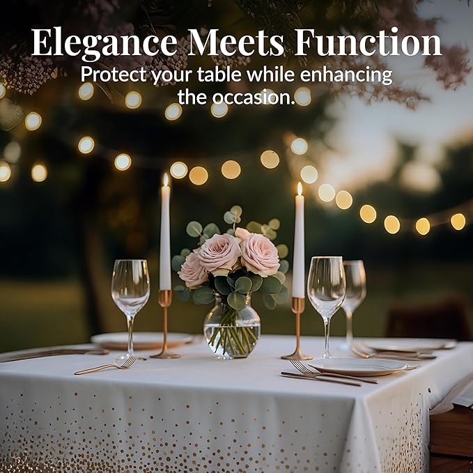 Prestee Rose Gold Plastic Rectangle Tablecloths Pack of 12-54" x 108" Disposable Table Cloths for Parties, Heavy-Duty Waterproof and Stain-Resistant Tablecloth for Thanksgiving, Weddings, Holidays