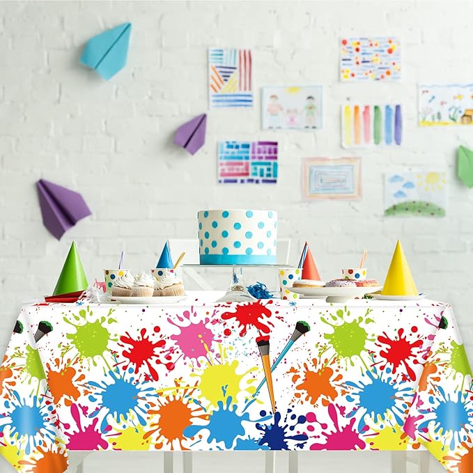 gisgfim 3 Pcs Art Party Decorations Art Paint Party Tablecloth Decoration Supplies Plastic Arts Parties Table Cover Artist Birthday Parties Decor for Kids 105 x 54 inch