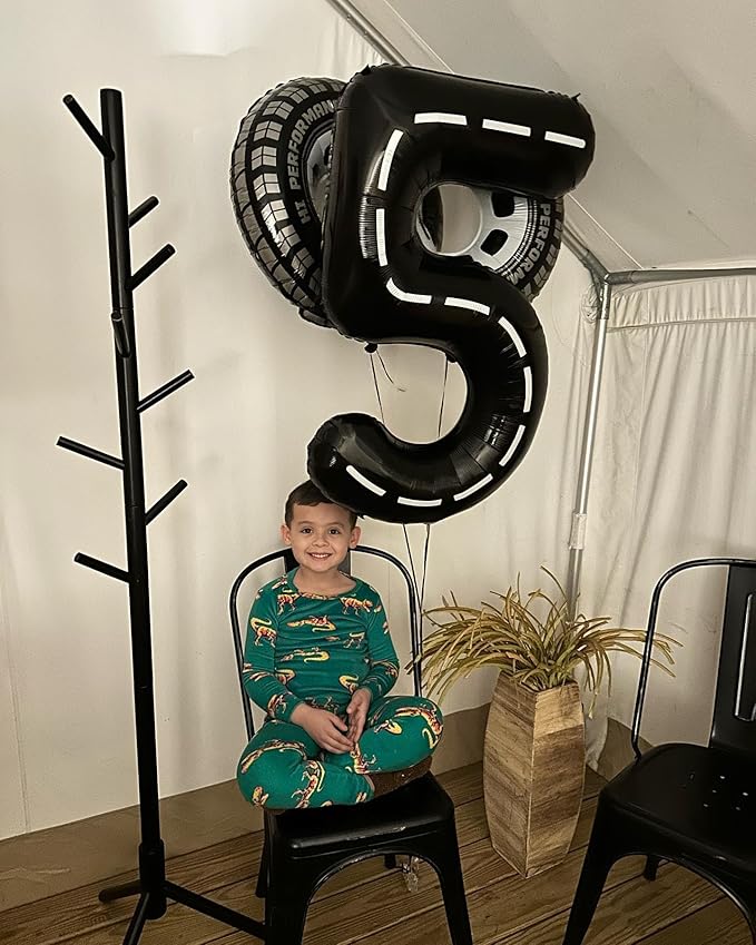 Race Car 8 Balloon, Number Balloons 40 Inch, 8th Black Birthday Decorations for Boys, Racing Party Decorations Birthday Balloons, Number 8 Balloon