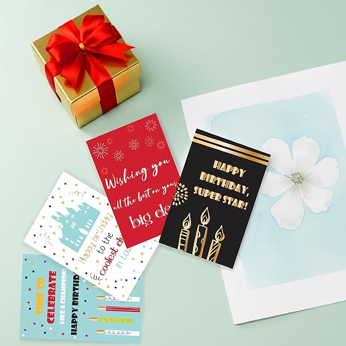 Mr. Pen- Birthday Cards with Envelopes, 20 Pack, 4" x 6", Assorted Color with Gold Foil, Blank Inside, Greeting Cards Birthday