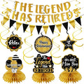 Retirement Party Decorations for Men Women, Black Gold Happy Retirement Decorations Kit The Legend Has Retired Banner Retired Table Centerpieces Hanging Swirls Party Supplies 12PCS