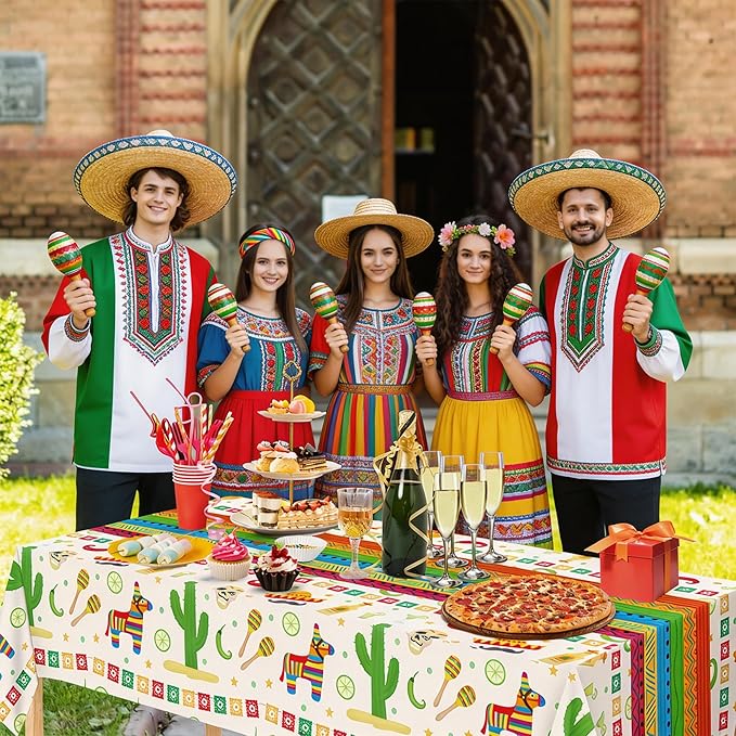 Cinco De Mayo Decorations - Fiesta Mexican Party Tablecloth | Cinco De Mayo Table Decorations for Taco Party - Mexican Theme Birthday Fiesta Party Favors Accessories for Home Dining Kitchen,2 Pack