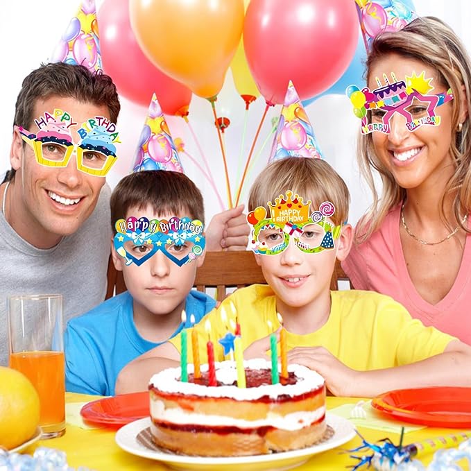 16PCS Happy Birthday Glasses, Birthday Party Paper Eyeglasses Photo Booth Props for Birthdays Party Supplies Decorations