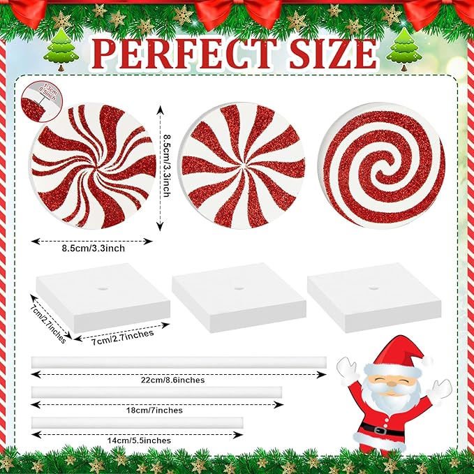3 Pieces Christmas Table Decorations Wood Candy Set, Red Christmas Tiered Tray Decor,Rustic Candy Table Decorations for Home Tables(Cute)