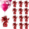 Aluminum Foil Balloon Weights for Parties (12 pcs) - 0.31lb (140g) Each - Premium Balloon Anchors for Birthday, Wedding, Dinner, Indoor & Outdoor Decorations(Red 12pcs)