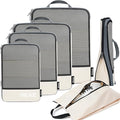 BAGAIL 4 Set/6 Set/8 Set Compression Packing Cubes Travel Accessories Expandable Packing Organizers (Half Mesh, 6-Beige)
