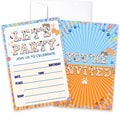 CLIRBE Let's Party Birthday Invitations, Cute Cats Invited Birthday Invitations For Teen Boys Girls, 20 Invites Cards With 20 Envelopes, Party Supplies Favors -H17