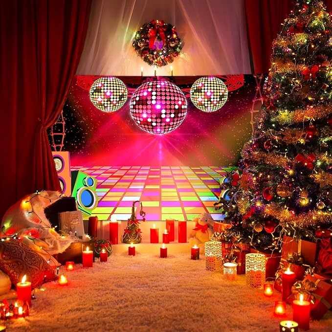 6X4ft Dance Party Backdrop Retro 70s 80s 90s Theme Glitter Stage Dance Ball Background Disco Party Decoration DJ Backdrop Banner for Birthday Party Prom Portrait Photo Shoot Polyester, Green