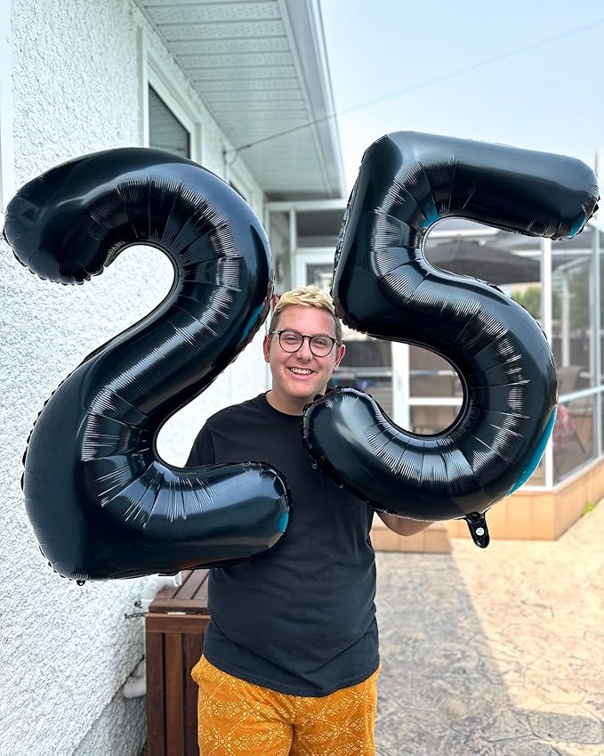Black Number 40 Balloon 40 inch, 40 Number Balloons, 40th Black Birthday Decorations, 40 Year Old Women Men Party Supplies