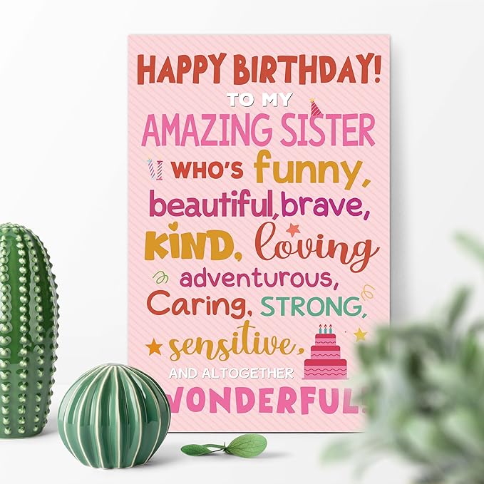 Funny Sister Birthday Card, Best Sister Greeting from Brothers or Sisters, Heartfelt Appreciative Birthday Card Gift for Her Women
