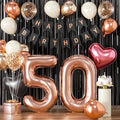 50th Birthday Decorations for Women - Rose Gold, Black and Hot Pink Party Supplies Set with Happy 50th Banner, Number 50 Balloons and Foil Fringe Curtains - 50 Year Old Celebration Kit