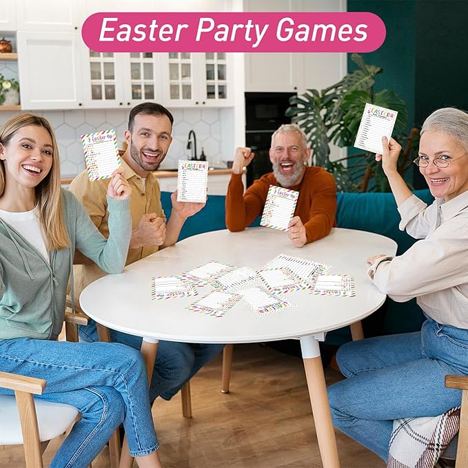 COCHIE Easter Party Games for Adults Family Office Large Groups, Words Pictionary Game, Guesstures Games, Word Scramble Game Spring Classroom Activities with Answer Key (Easter)