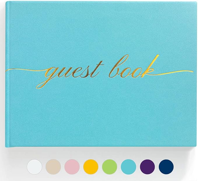 Elegant Wedding Guest Book - Perfect for Wedding Receptions, Baby Showers, Birthdays and Special Events - Polaroid Guest Book with 110 Lined Pages for Sign-In and Photos -Hardcover (Ocean Blue)