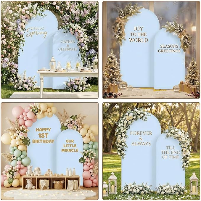 Metal Arch Backdrop Stand and Cover Set, 8FT, 6.6FT Party Backdrop, Easy to Assemble, Backdrop Stand for Parties, Birthday, Baby Shower