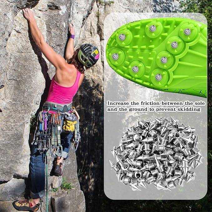 1/4 Inch Track Spikes, Stainless Steel Track and Cross Country Spikes with Spike Wrench, Replacement Spikes for Sprint Sports Short Running Climbing Track Shoes