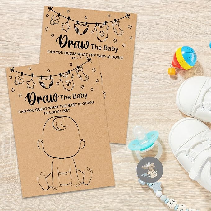 Kraft Baby Shower Game - Draw The Baby Cards, 30 Game Cards Included