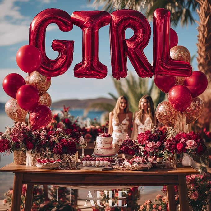 AULE red Letter Balloons I 40Inch Large Giant big Foil Mylar red I Balloon for Birthday Aniversary Party Decorations