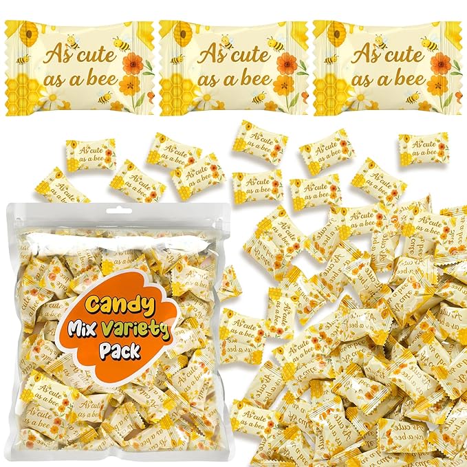 Naucoos Bee Baby Shower Candy - 26.5 oz. Bag - 150 Individually Wrapped Hard to Soft Mints Candy As Cute As a Bee Welcome Baby Shower Gender Reveal Parties, Recovery Goodie Bags