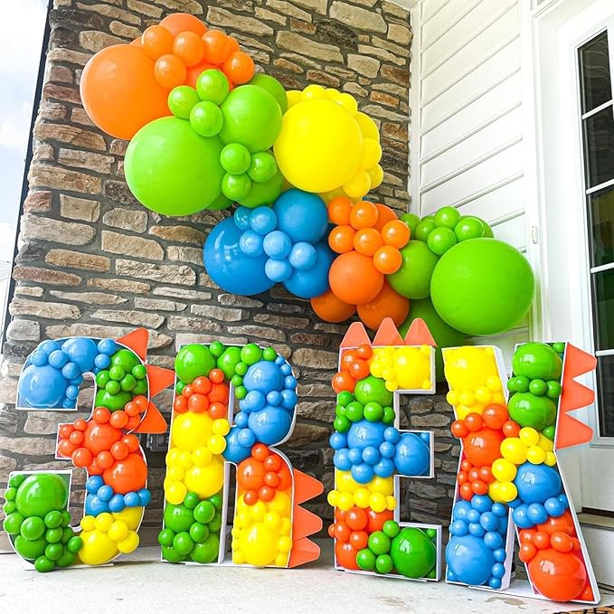 Blue Yellow Green Balloon Arch Kit, Colorful Latex Birthday Balloons Blue Yellow Orange Green 5 10 18 inch Party Balloons Garland Kit for Baby Shower Decorations Birthday Wedding Graduation Party