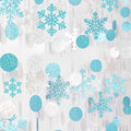 Snowflake-Snow Teal-Silver Christmas Party-Decoration Garland - 52Ft Turquoise White Winter Wonderland Frozen Hanging Paper Streamers,Birthday New Year Baby Shower Classroom Decor Lasting Surprise