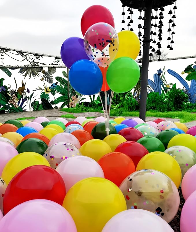 100 Pcs Assorted Colors Balloons 12 inch and 10 Pcs Confetti Balloon - Use for Birthday, Wedding, Baby Shower, Birthday Party Balloons Decorations