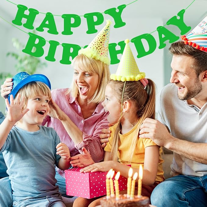 Green Happy Birthday Banner Birthday Party Decorations Sign Birthday Backdrop Party Supplies Happy Birthday Bunting Banner for Kids Adults