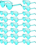 Frienda 20 Pairs Heart Shaped Sunglasses Rimless Candy Color Glasses for Women Men Party Favor