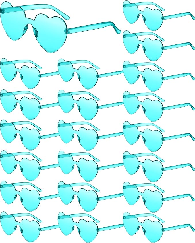 Frienda 20 Pairs Heart Shaped Sunglasses Rimless Candy Color Glasses for Women Men Party Favor