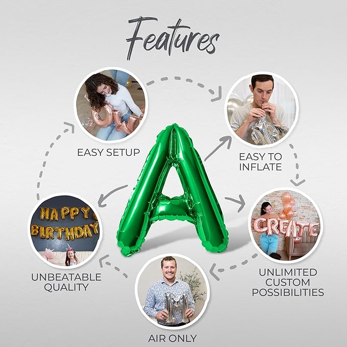 Letter Balloons - HAPPY RETIREMENT 16" Inch Alphabet Letters Foil Mylar Balloon Retirement Party Balloon Banner (Green)