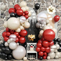 Ruby Red and Black Balloons Arch Kit, 124 Pcs Cartoon Birthday Decorations Balloon Garland, Black Dark Red Grey Nude Clear Balloons for Mouse 1st Birthday Clubhouse Decorations Party Supplies