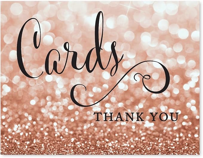 Andaz Press Wedding Party Signs, Glitzy Rose Gold Glitter, 8.5x11-inch, Cards Thank You, 1-Pack, Bokeh Colored Party Supplies