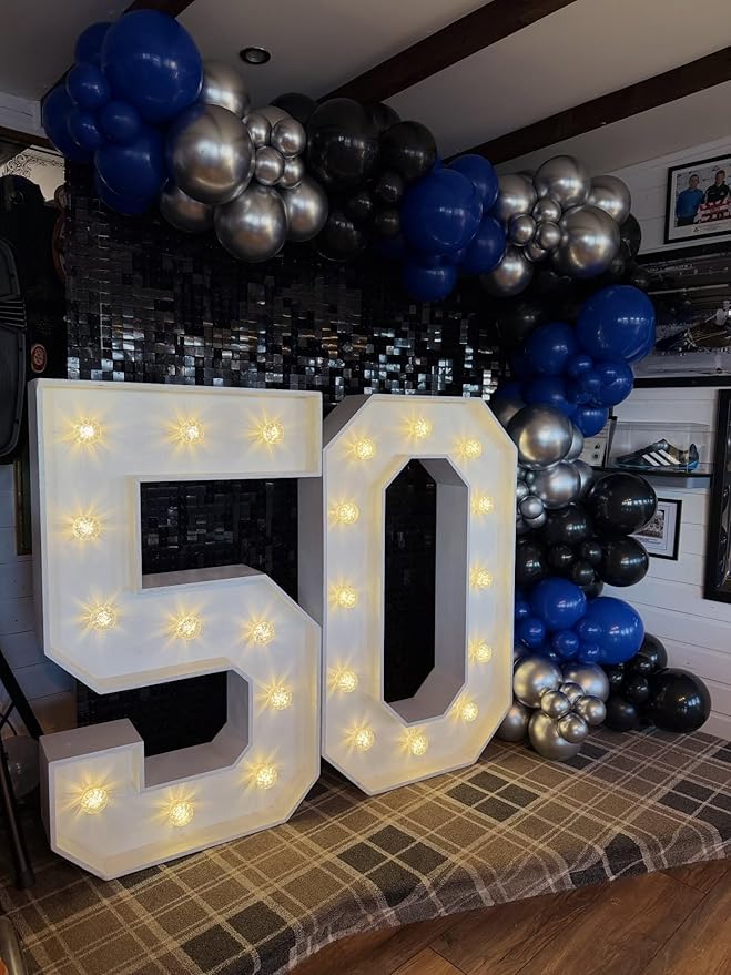 Royal Blue and Black Balloons Arch Kit -Navy Blue Balloons Metallic Sliver Black Different Size Balloons Garland Kit for 30th 40th 50th 60th Birthday Anniversary Graduation Party Decorations