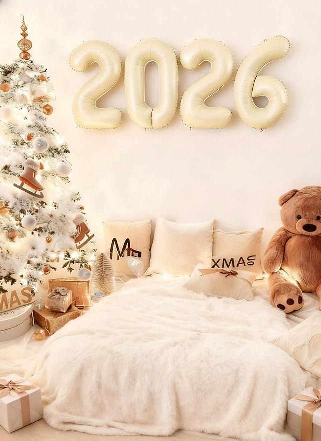 Cream 40 Inch 2026 Balloon Numbers, 2026 Number Balloons Decorations for New Years Eve Party, Foil Giant Decorations for Nye Decor Party Graduations Supplies