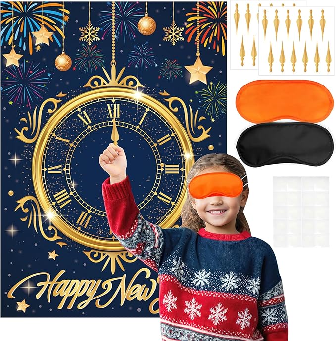 AUGSUN New Years Eve Games 2026 Happy New Year Activities New Years Clock Games 2026 NYE Party Favors Eve Party Supplies Gifts for Kids Girls Boys Adults Family