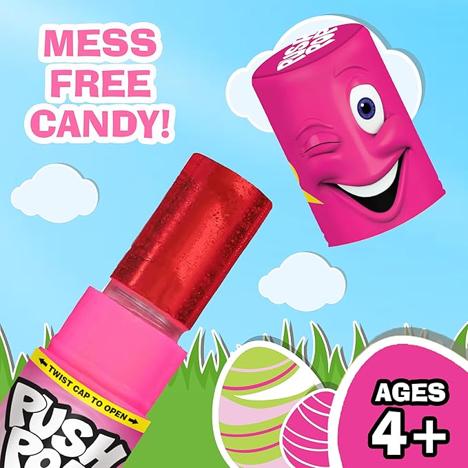 Push Pop Easter Candy Variety Pack, 24Ct Bulk Individually Wrapped Lollipops in Assorted Flavors, Full Size, Fun Hard Candy For Birthday Parties, Easter Basket Stuffers, Egg Fillers, Party Favors
