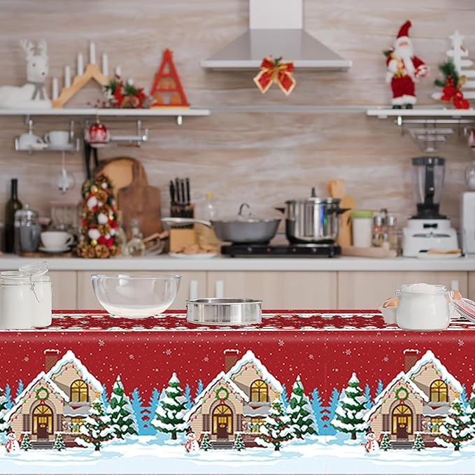 OHOME Christmas Party Decorations | Snowman Plastic Tablecloth for Christmas Decorations Indoor Outdoor Outside - Xmas Party Favors Supplies for Table Decor Backdrop Banner,2 Pack