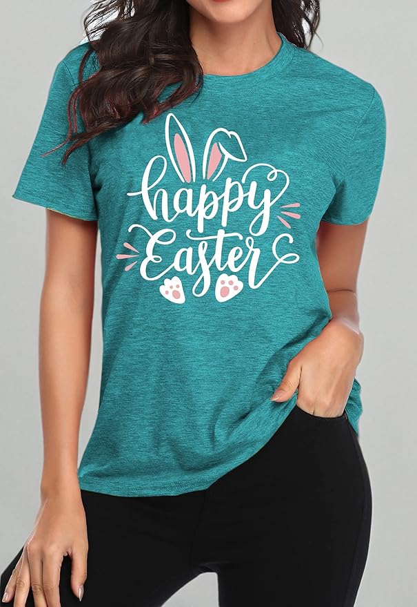 LAZYCHILD Women Easter Teacher Shirts: Funny Treat All with Kindness T-Shirt Bunny Rabbit Tee Tops