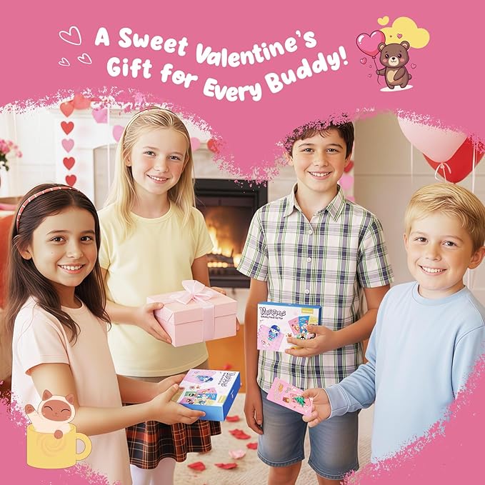 DG-Direct 30 Pack Valentines Day Gifts for Kids, Valentines Day Cards with Mini Spinning Pencil Top Toys, Valentine School Classroom Exchange Prizes, Valentine Party Favor Toy Set