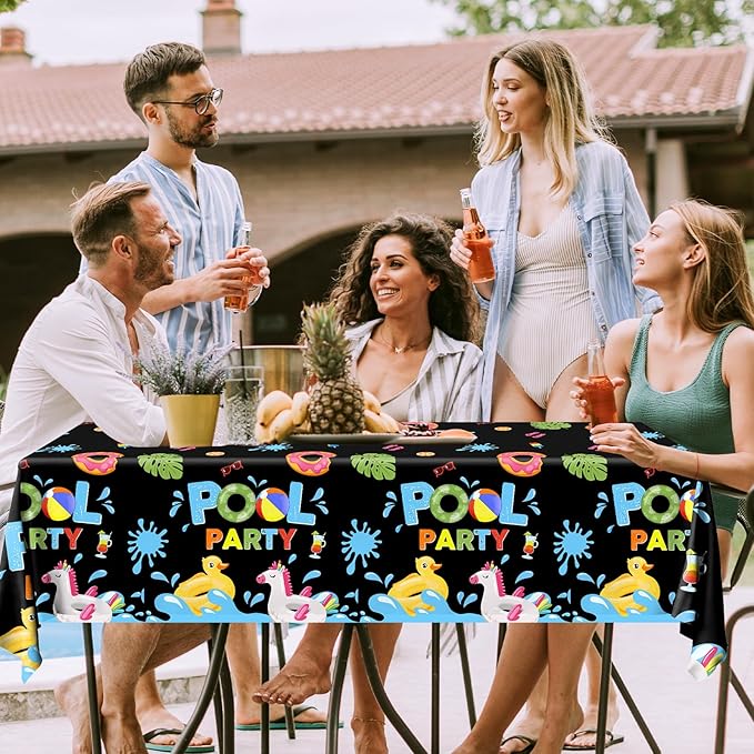 Pool Party Birthday Decorations Tablecloth,Summer Pool Party Table Cloth Decorations Summer Table Cover Spool Par-ty Tablecloth for