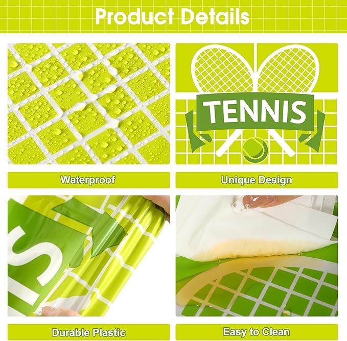 Kochorie 2 Pieces Tennis Party Tablecloth Plastic Tennis Ball Party Supplies Disposable Rectangle Tablecloths for Sports Themed Birthday Parties Decorations Supplies