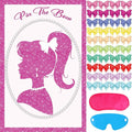 Hooqict Girls Princess Party Games Pin The Bow on The Head Birthday Games for Kids Party Pink Girl Birthday Party Decorations Supplies, Large Pin Tail Game Poster with 40 Bow Stickers